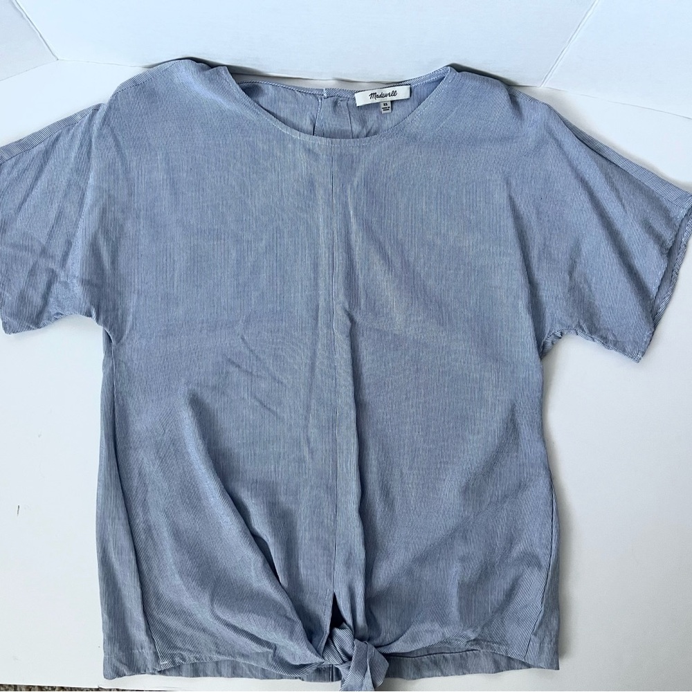 Madewell Women's Striped Button Back Tie Front Tee Shirt XS